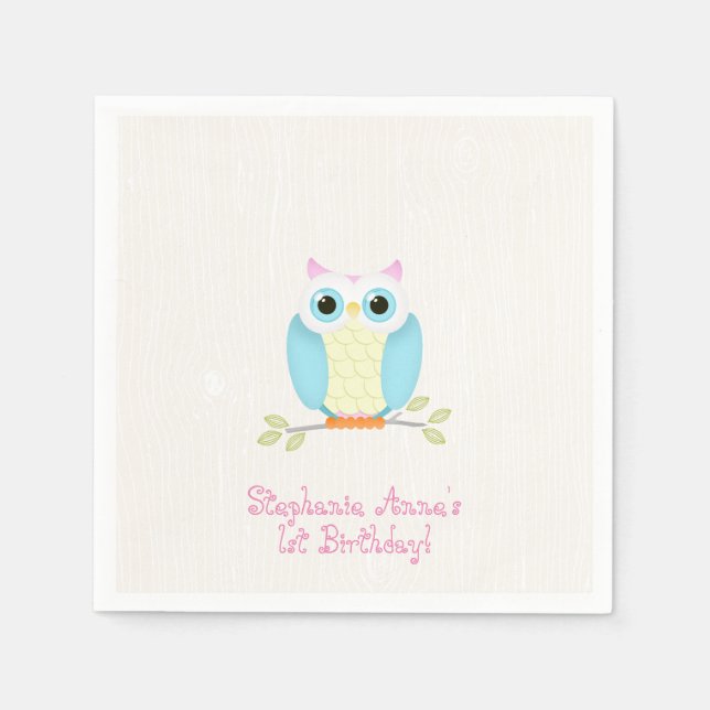Guardanapo De Papel Sweet Owl Birthday (Frente)