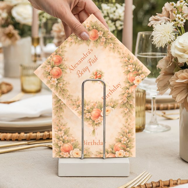 Guardanapo De Papel Sweet Peach 1st Birthday (Criador carregado)