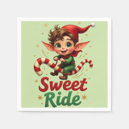 Guardanapo De Papel Sweet Ride Elf Christmas Paper Napkin