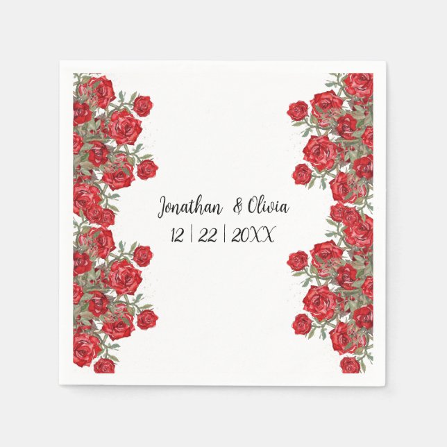 Guardanapo De Papel Sweet Shower Spring red roses Wedding (Frente)