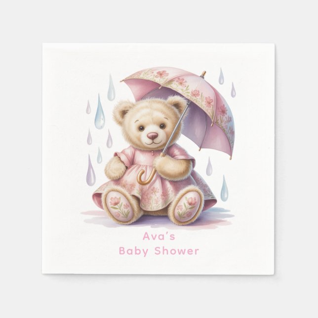Guardanapo De Papel Sweet Teddy Bear Girl Baby Shower (Frente)