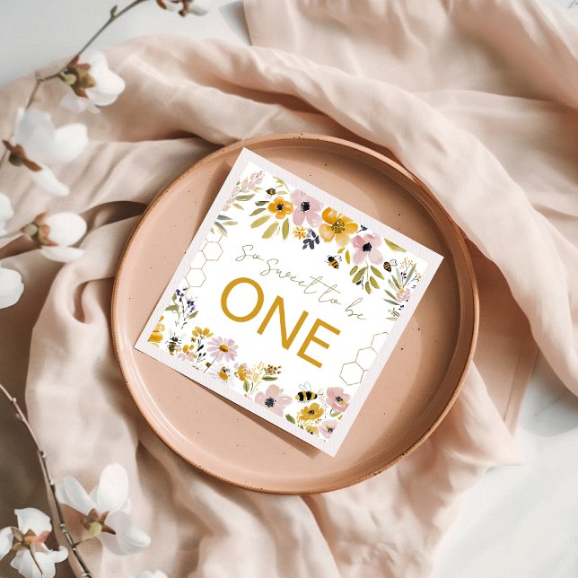 Guardanapo De Papel Sweet to Bee One Floral Garden Napkins (Criador carregado)