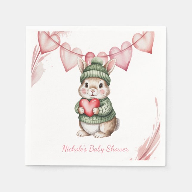 Guardanapo De Papel Sweet Watercolor Bunny Baby Shower (Frente)