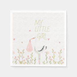 Guardanapo De Papel Sweet Watercolor Stork - "My Little Girl" Baby 