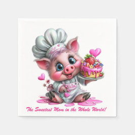Guardanapo De Papel Sweetest Mom Pig Chef Party Napkins