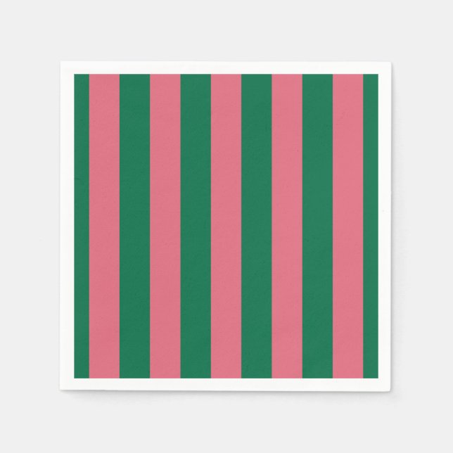Guardanapo De Papel Sweetheart Pickle Green Stripe Rosa (Frente)
