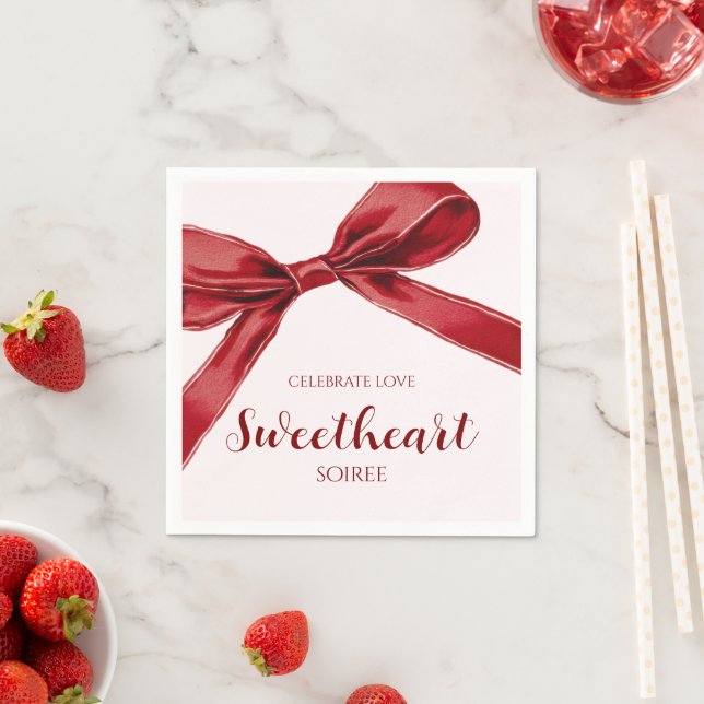 Guardanapo De Papel Sweetheart Soiree Elegant Bow Valentines Day Party (Insitu)