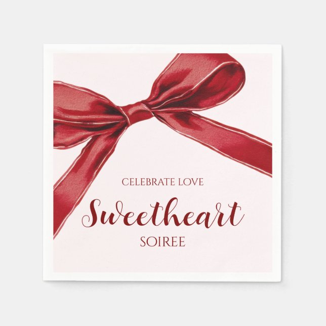 Guardanapo De Papel Sweetheart Soiree Elegant Bow Valentines Day Party (Frente)