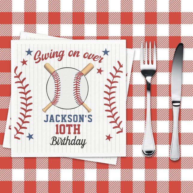 Guardanapo De Papel "Swing On Over – Baseball Birthday Party  (Criador carregado)