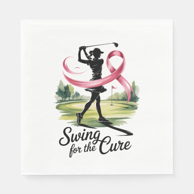 Guardanapo De Papel Swing para o Cancer do Cure Golf Breast (Frente)