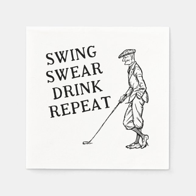Guardanapo De Papel Swing, Swear, Beber, Repetir Papel De Golfe (Frente)