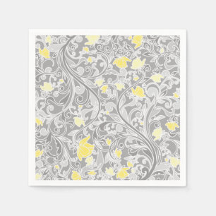Guardanapo De Papel Swirly amarelo e cinzento moderno floral