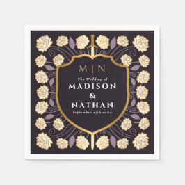 Guardanapo De Papel Sword & Shield Medieval Fantasy Casamento Monogram