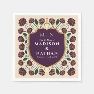Guardanapo De Papel Sword & Shield Medieval Fantasy Casamento Monogram