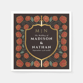 Guardanapo De Papel Sword & Shield Medieval Fantasy Casamento Monogram