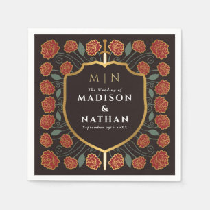 Guardanapo De Papel Sword & Shield Medieval Fantasy Casamento Monogram
