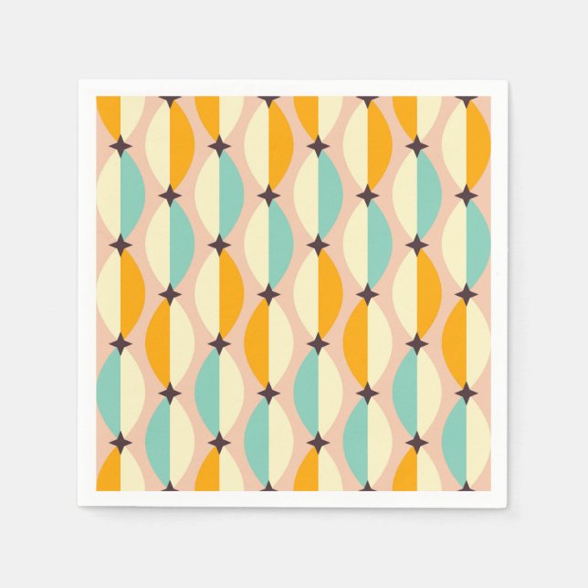 Guardanapo De Papel Symmetrical retro pattern with interlocking teal (Frente)