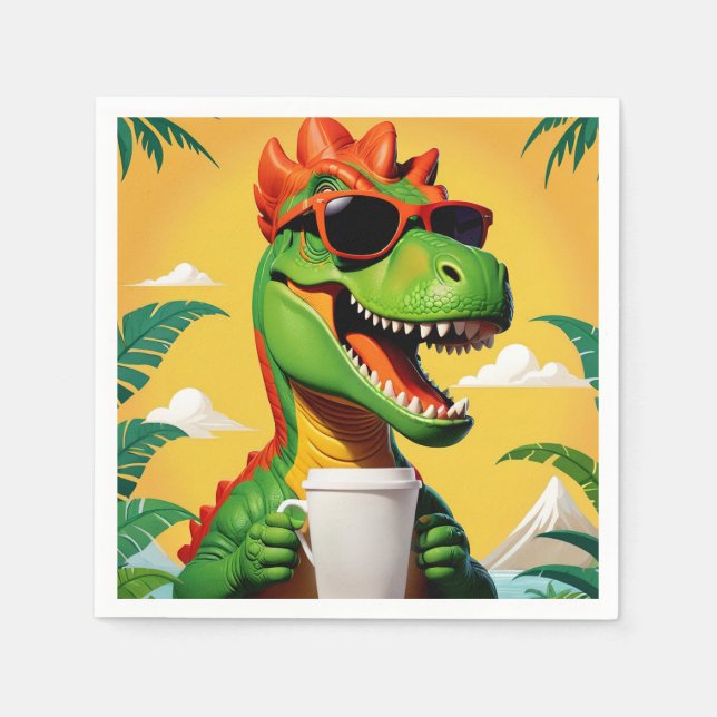 Guardanapo De Papel T-Rex Dinossauro Engraçado  (Frente)