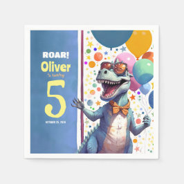 Guardanapo De Papel T-Rex Tyronassaurus Dinossauro Colorido Aniversári