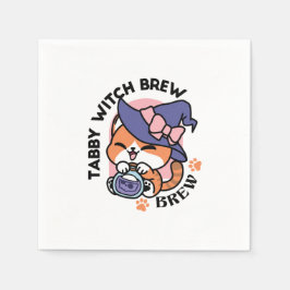 Guardanapo De Papel Tabby Witch Brew – Cute Halloween Cat Design