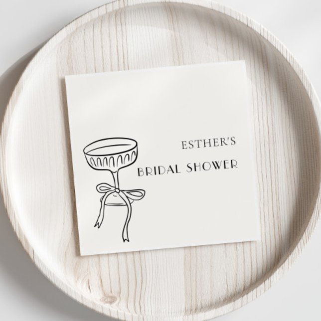 Guardanapo De Papel Taca de Champanhe com Laço Chá de Noiva (Criador carregado)