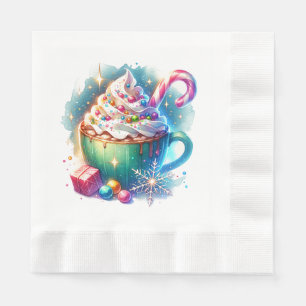 Guardanapo De Papel Taça de Natal bonito de Aquarela com Cacau Quente