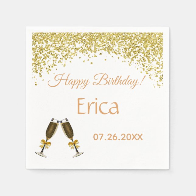 Guardanapo De Papel Taças de Champagne. Aniversário. (Frente)
