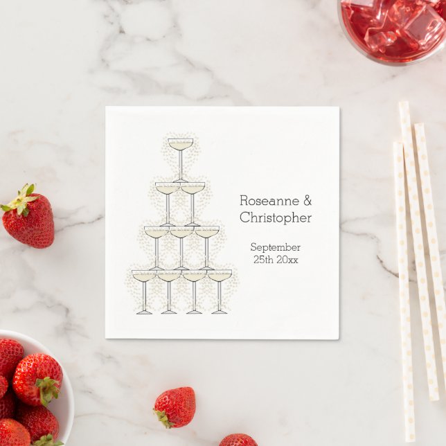 Guardanapo De Papel Taças de Champanhe Casamento Simples (Insitu)
