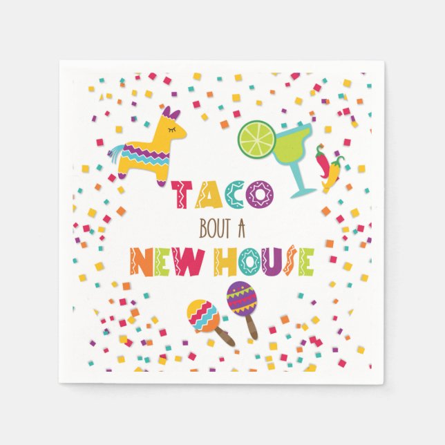 Guardanapo De Papel Taco Bout a New House Napkin - Branco (Frente)