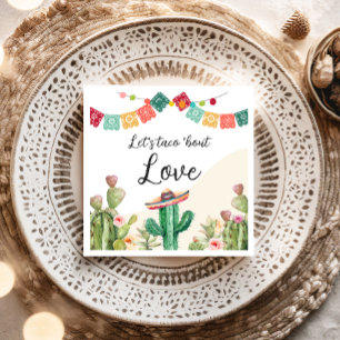 Guardanapo De Papel Taco Sobre Amor Fiesta Cactus Aquarela Chuveiro