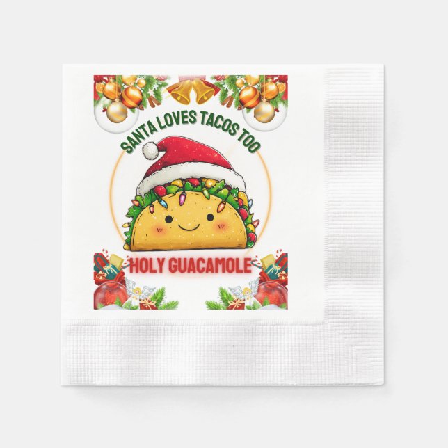 Guardanapo De Papel Tacos Comida de Natal mexicano Hat Xmas (Frente)