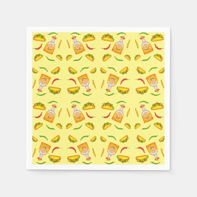 Guardanapo De Papel Tacos de Comida hispânica mexicana Tequila (Frente)