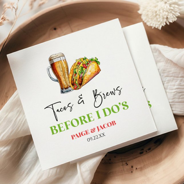 Guardanapo De Papel Tacos e Cervejas Antes do Eu Me Casar! Jantar de R (Criador carregado)