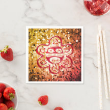 Taino Sun Paper Napkins (Vermelho/Dourado)