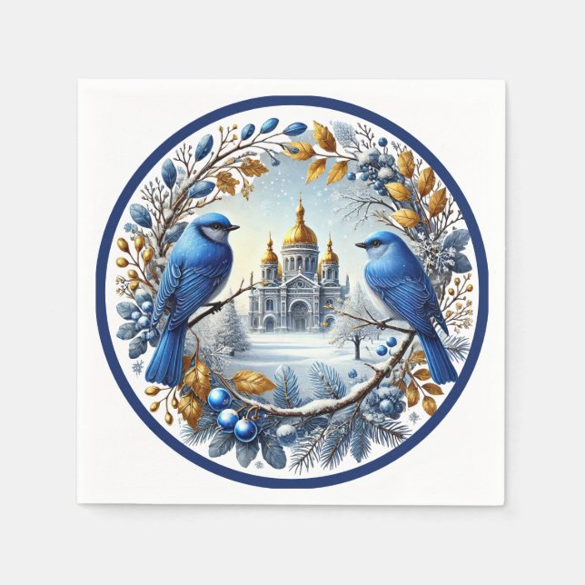 Guardanapo De Papel Taj Mahal Bluebird Berries (Frente)