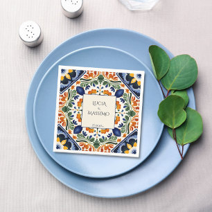 Guardanapo De Papel Talavera vintage monograma do casamento mexicano i