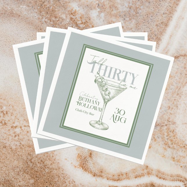 Guardanapo De Papel Talk Thirty To Me Martini Cocktail 30th Birthday (Celebrate the big 3-0 with this stylish Talk Thirty To Me Martini Cocktail 30th Birthday Napkins! )