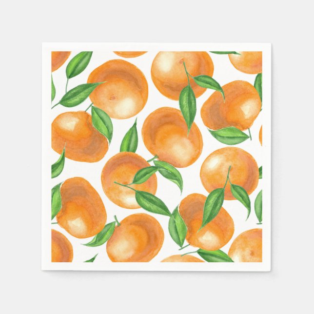 Guardanapo De Papel Tangerinas de aquarela (Frente)