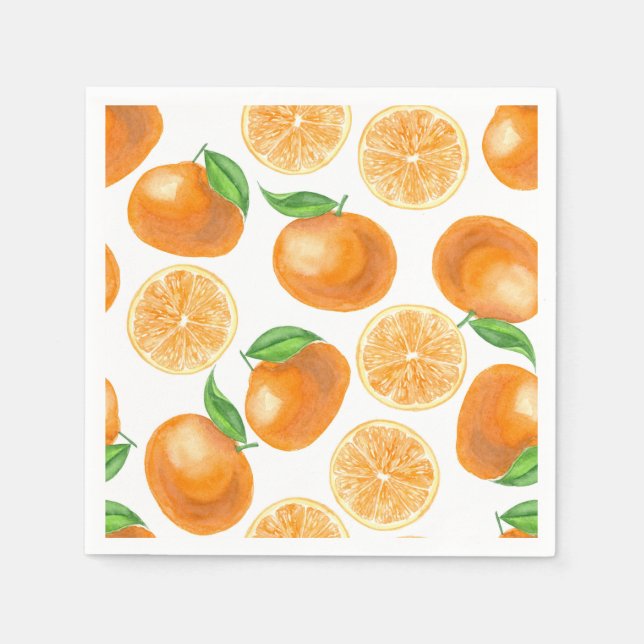 Guardanapo De Papel Tangerinas de aquarela (Frente)