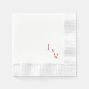 Guardanapo De Papel Tangerine Monogramas Simples Casamento Branco Cunh