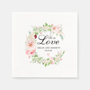Guardanapo De Papel Tão Apaixonado Rosa Floral Branco Casamento Românt