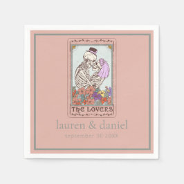Guardanapo De Papel Tarot Lovers Skeleton Names Date Weding