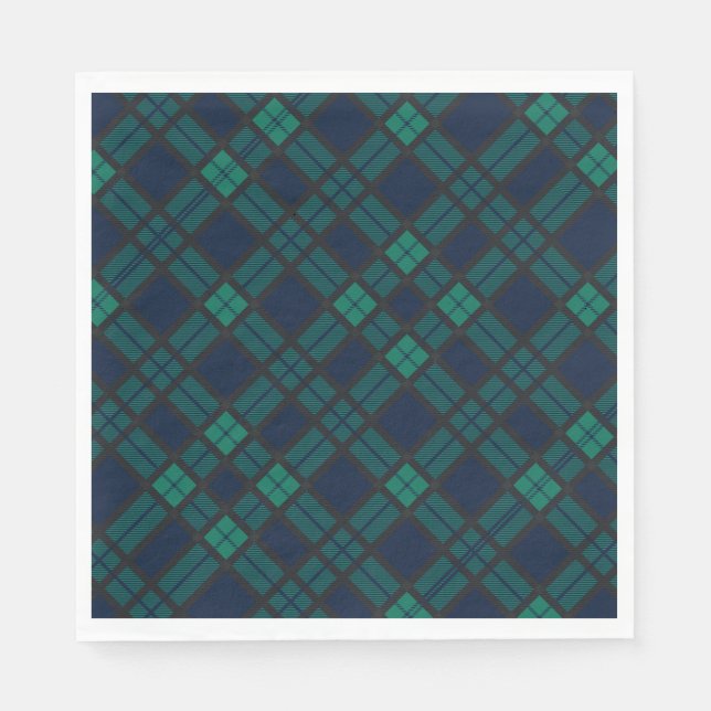 Guardanapo De Papel Tartan Clan Black Watch Green Checkered Standard (Frente)
