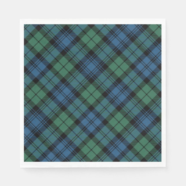 Guardanapo De Papel Tartan Clan Campbell Blue Green - Padrão checado (Frente)