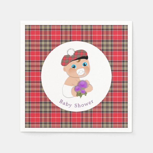 Guardanapo De Papel Tartan escocês |Este Chá de fraldas personalizado (Frente)