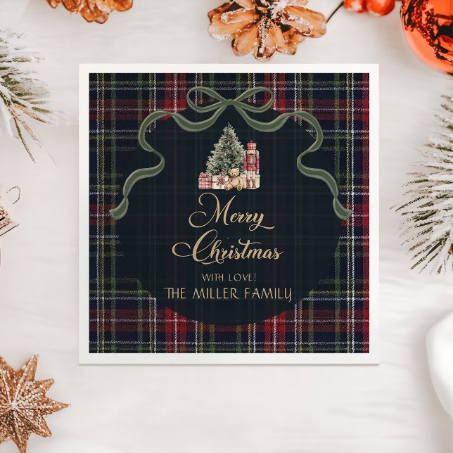 Guardanapo De Papel Tartan Plaid Preppy Christmas Party Napkins (Criador carregado)