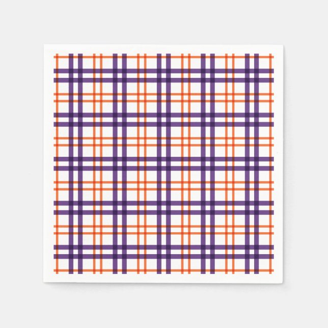 Guardanapo De Papel Tartan roxo e laranja (Frente)