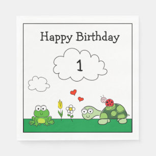 Guardanapo De Papel Tartaruga-branca Sapo Ladybug Papel de Aniversário
