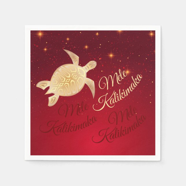 Guardanapo De Papel Tartaruga de Natal Elegante Havaiana (Frente)