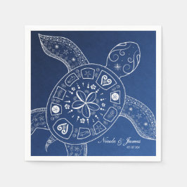 Guardanapo De Papel Tartaruga Marinha Havaiana Branco no Casamento na